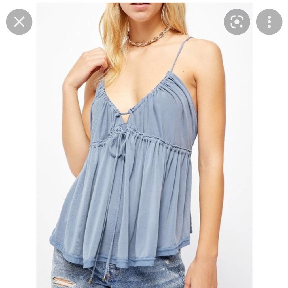 Women's Free People Denim Grey Flowy Tank Top size XS
